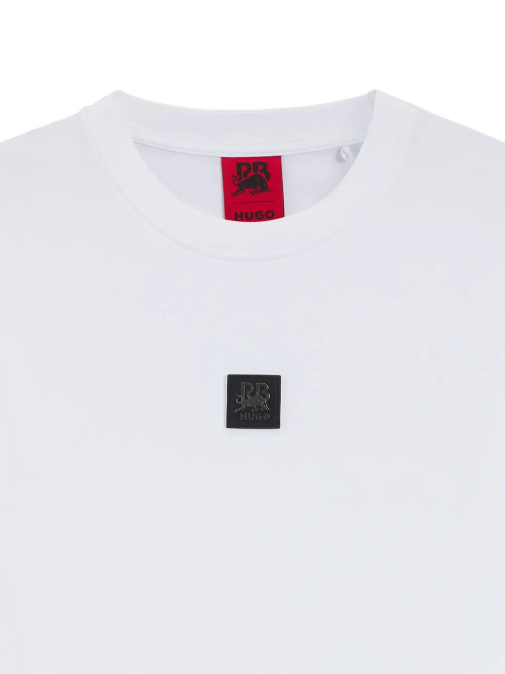 HUGO T-shirt met logoplakkaat - Wit