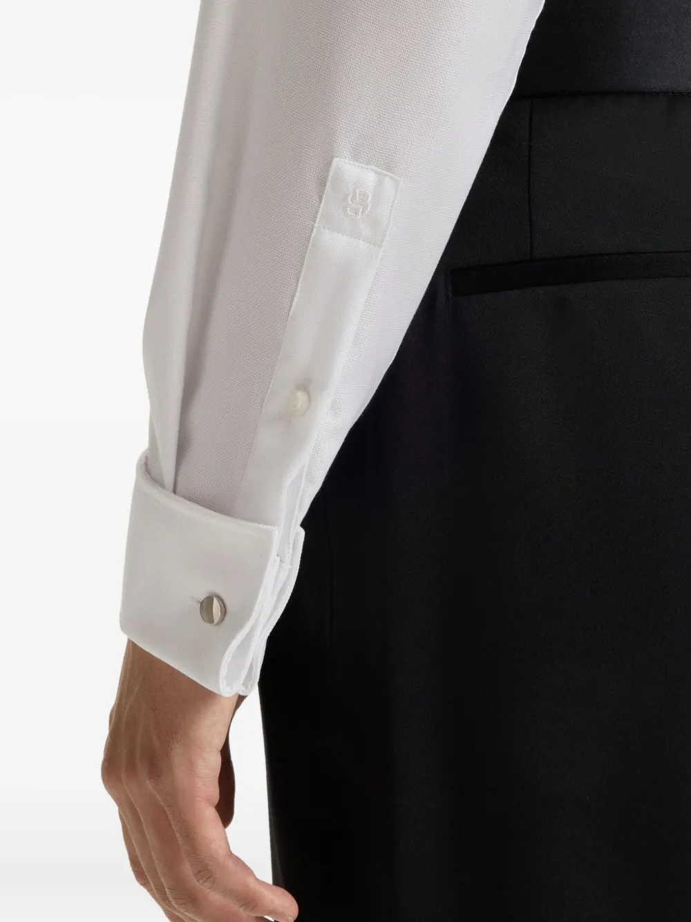 BOSS Katoenen overhemd met uitgesneden kraag Wit