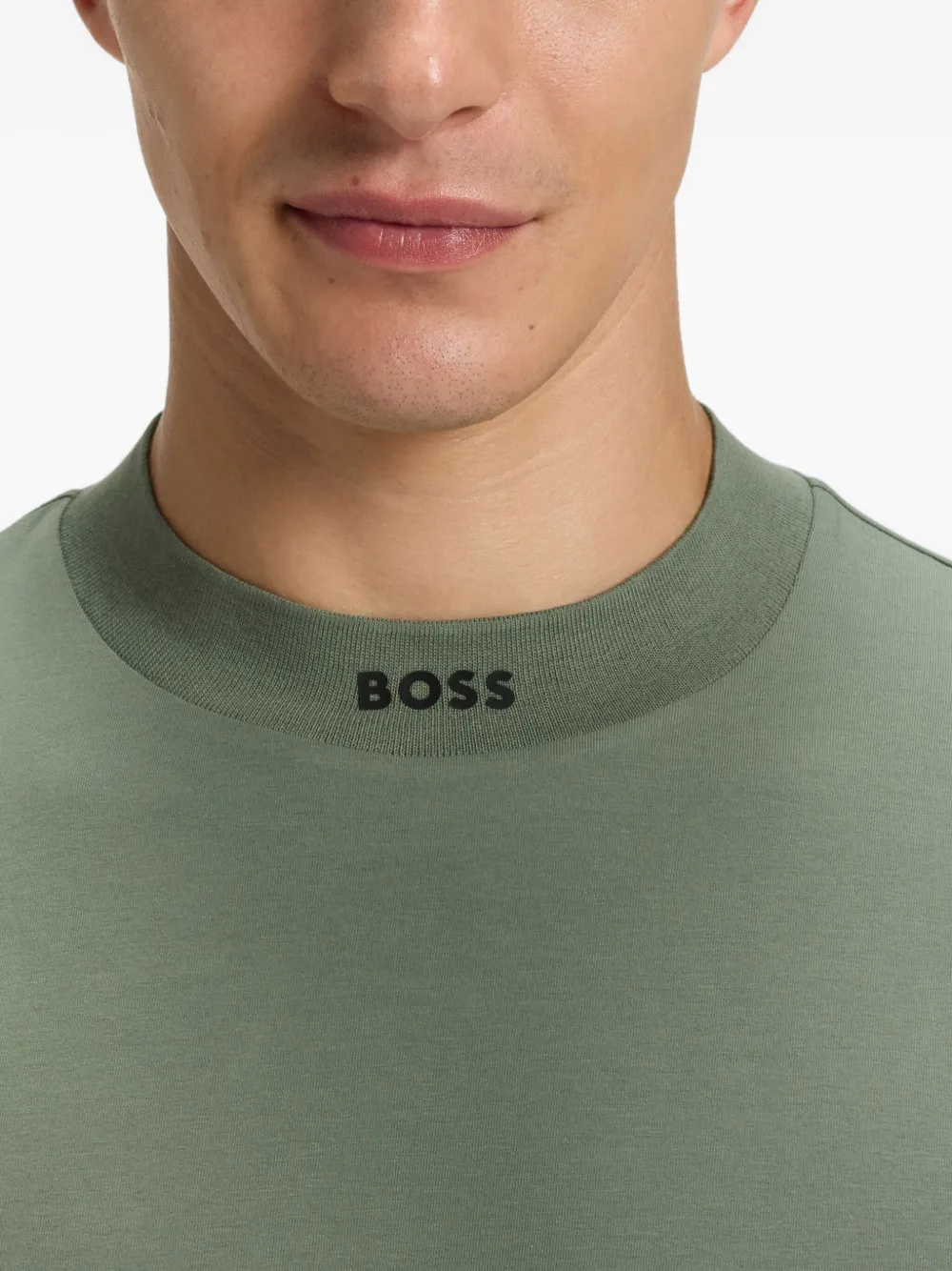 BOSS T-shirt van katoenblend Groen