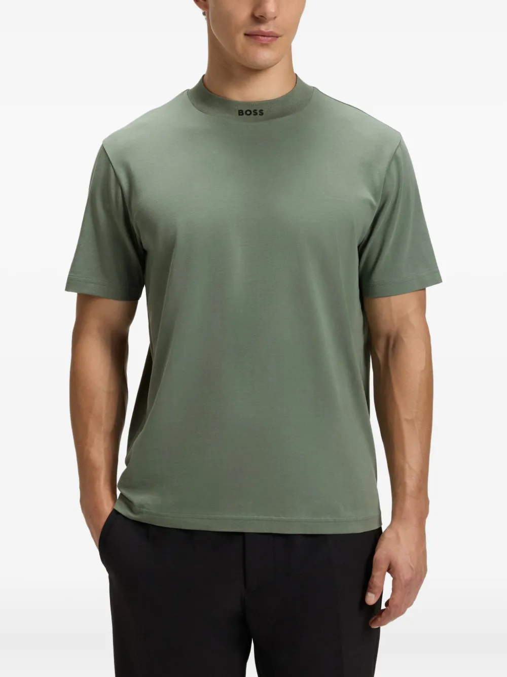 BOSS T-shirt van katoenblend Groen