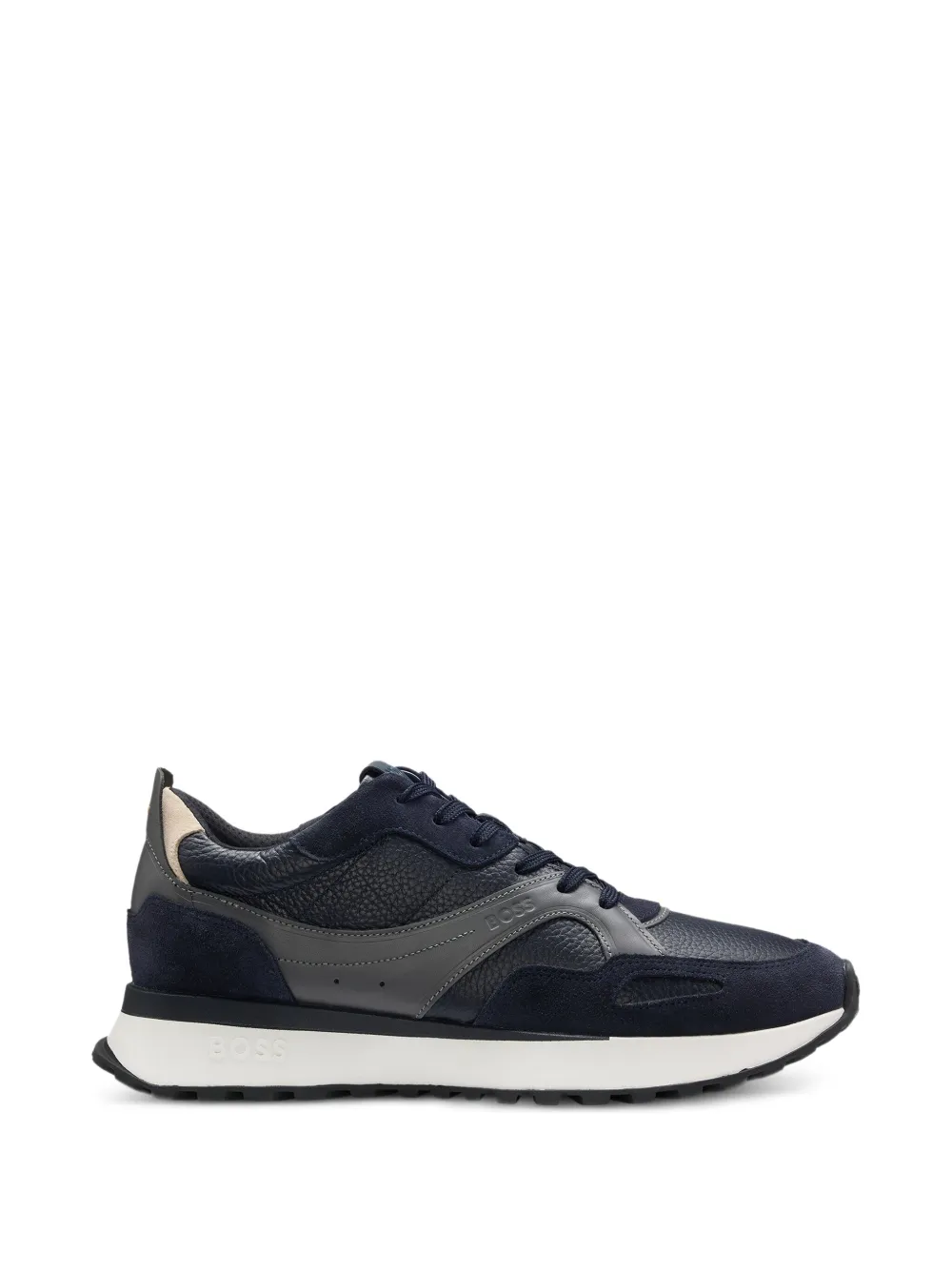 BOSS Sneakers met leren vlakken Blauw