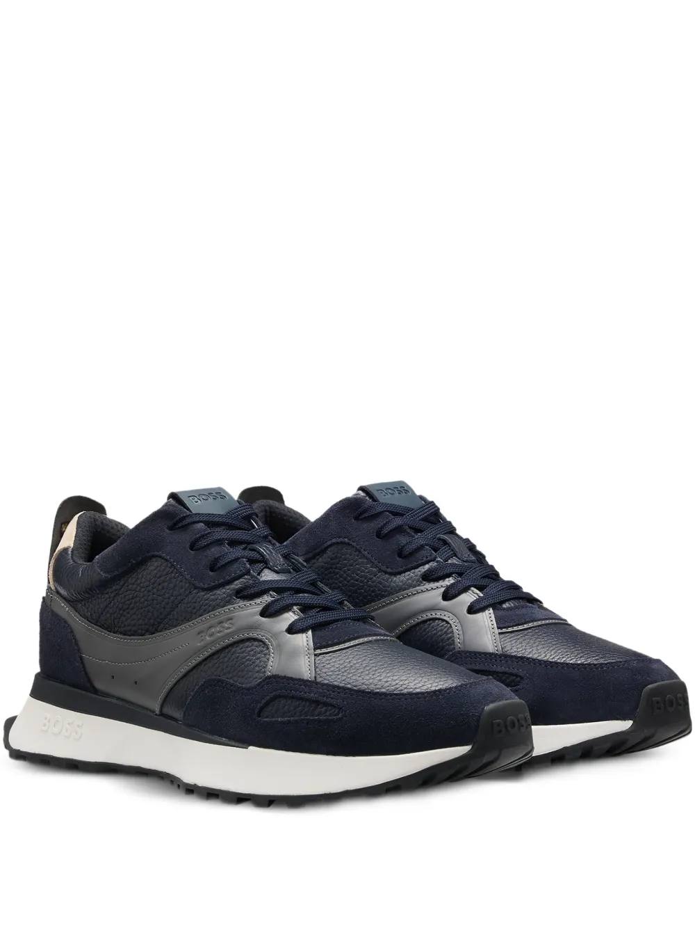 BOSS leather panelled sneakers Blue