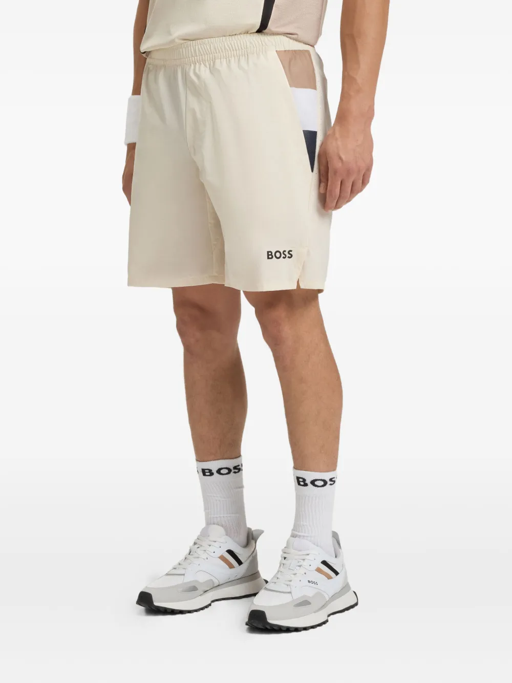 Hugo Boss Panelled Elastic-waist Shorts In Neutral