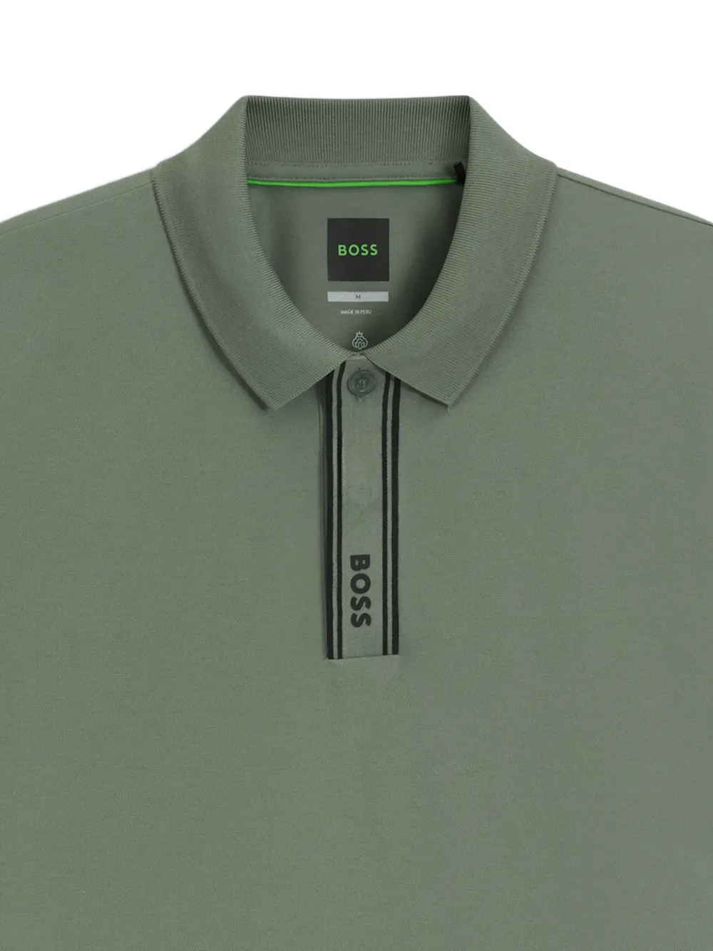 BOSS Poloshirt met gestreept plakkaat Groen