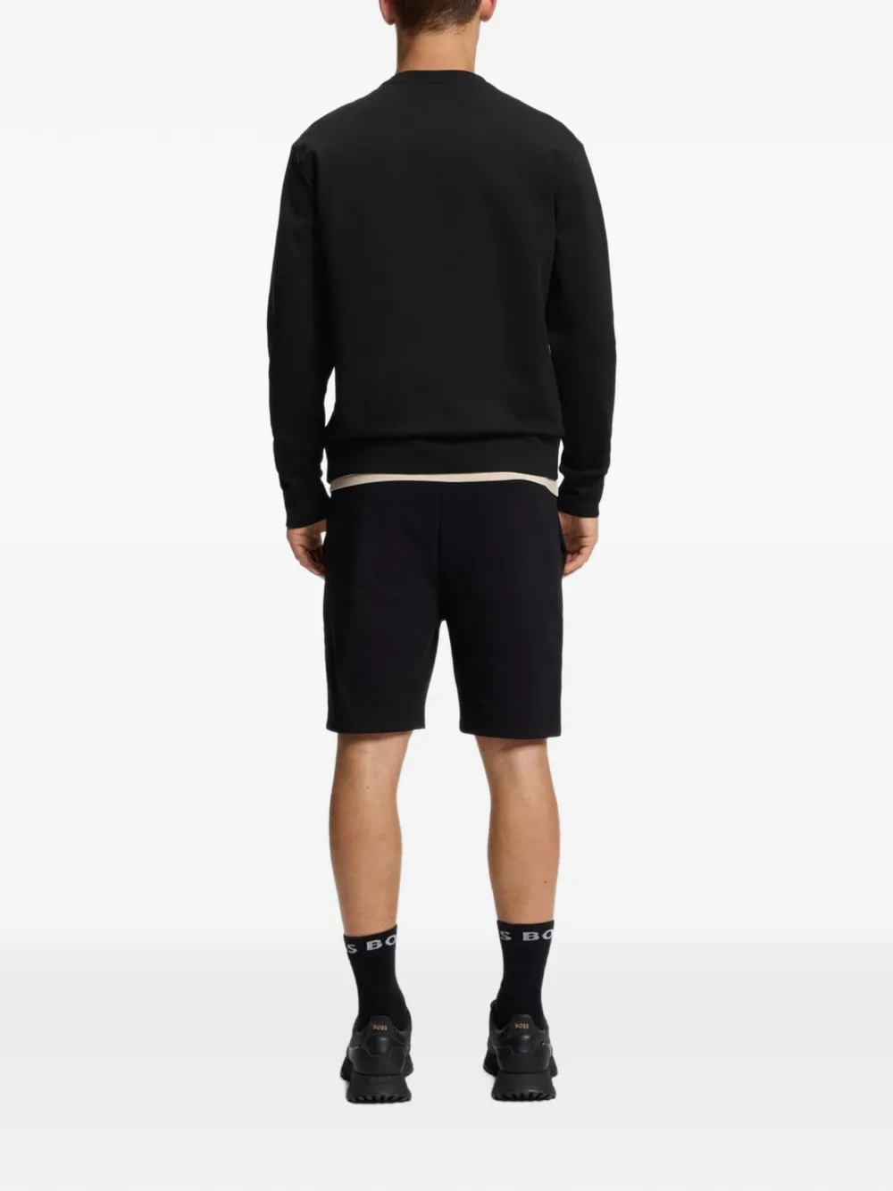 BOSS Sweater met logoplakkaat Zwart