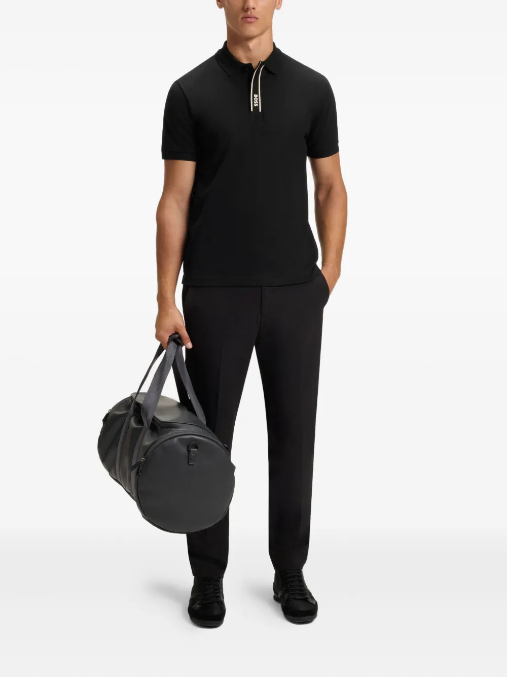 BOSS Katoenen poloshirt - Zwart