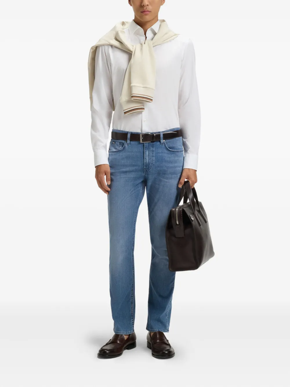 BOSS Jeans met logo-applicatie Blauw