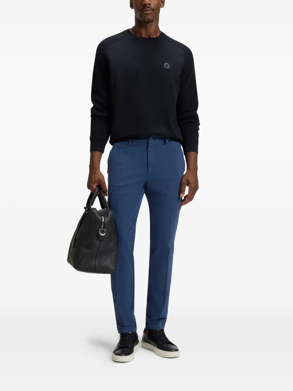 BOSS Trui met logopatch - Blauw