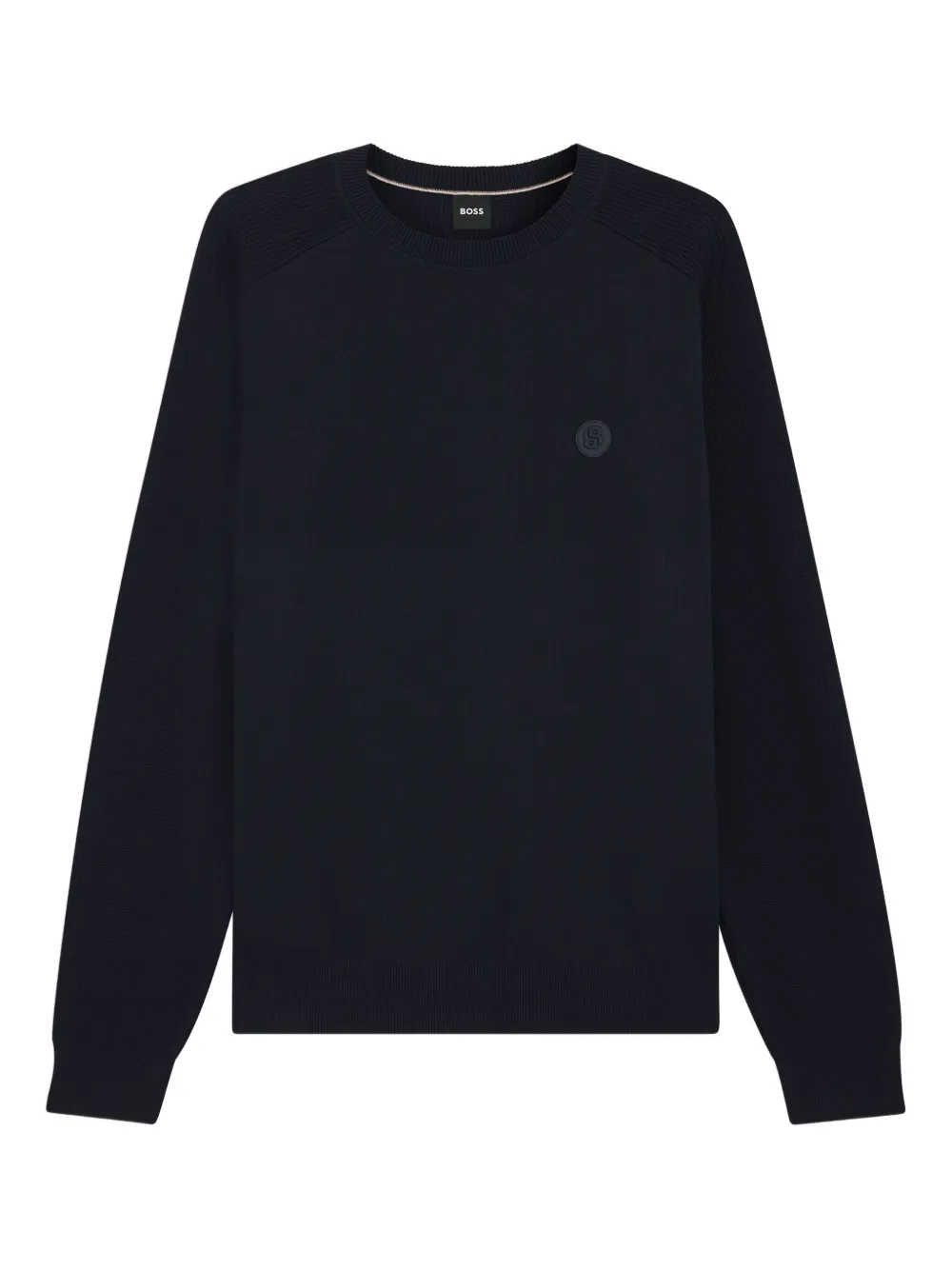 Hugo Boss Logo-patch Cotton Sweater In Blue