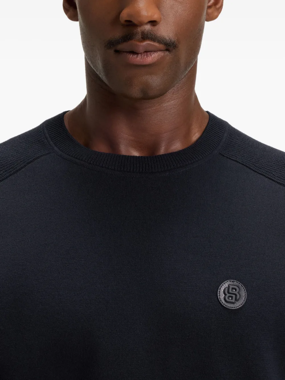 Hugo Boss Logo-patch Cotton Sweater In Blue