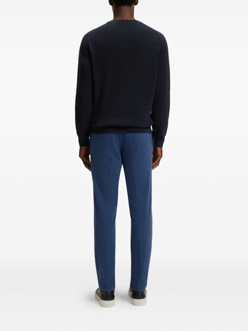 Hugo Boss Logo-patch Cotton Sweater In Blue