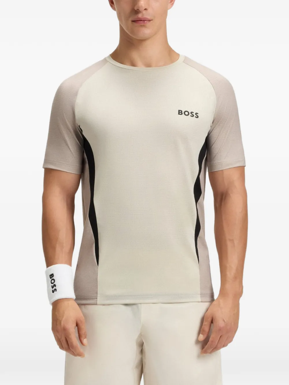 BOSS T-shirt met vlakken Beige