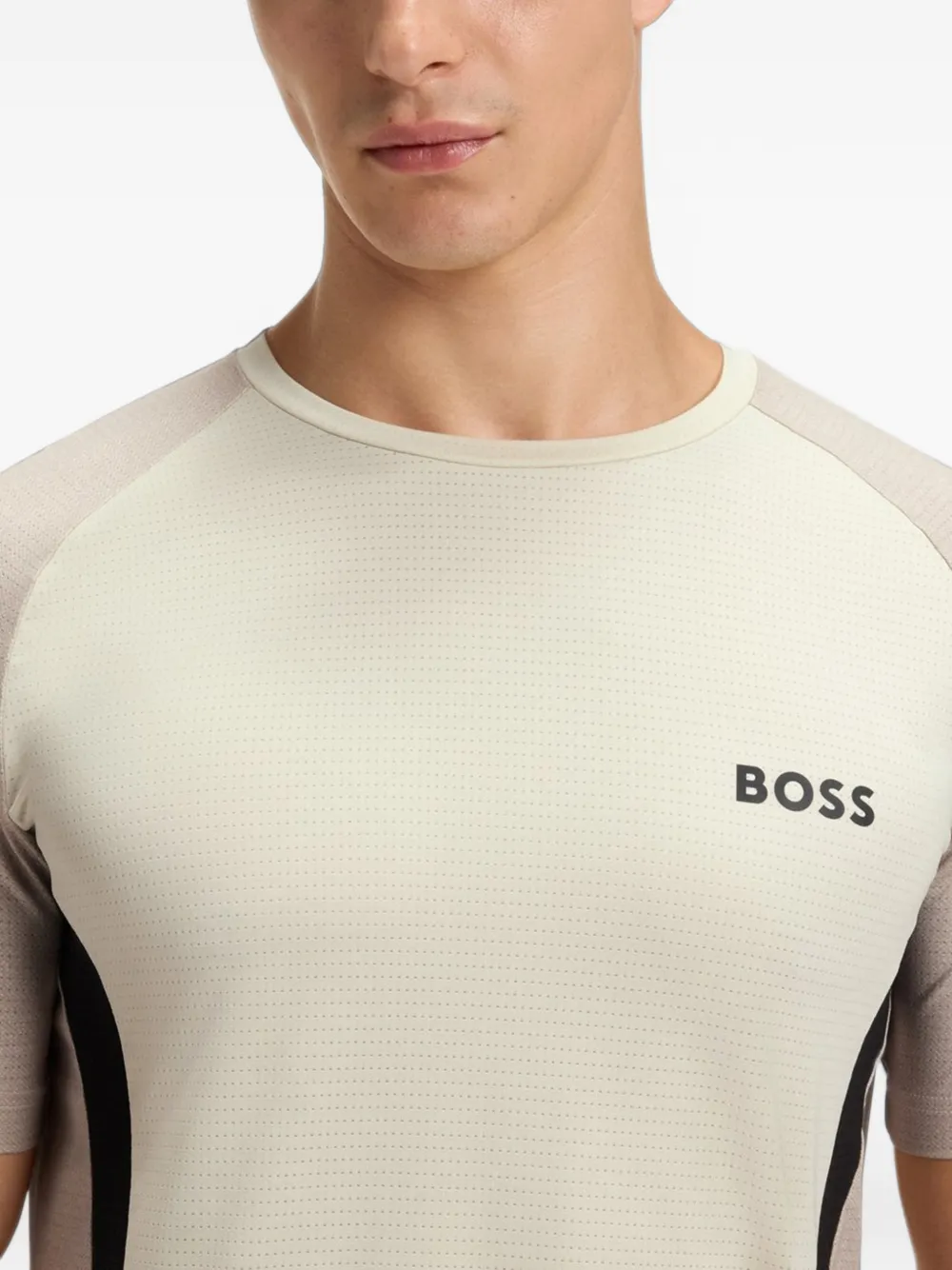 BOSS T-shirt met vlakken Beige