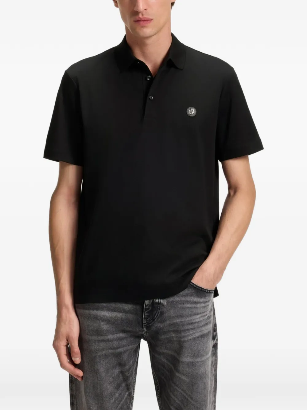 BOSS Poloshirt met logopatch Zwart