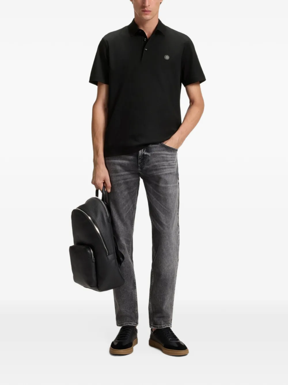 BOSS Poloshirt met logopatch Zwart