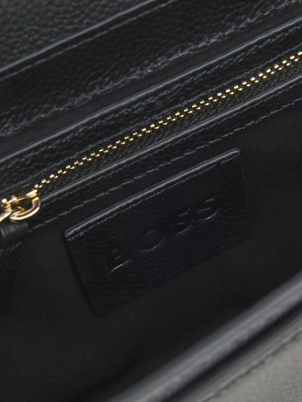 BOSS Leren crossbodytas met logoplakkaat Zwart