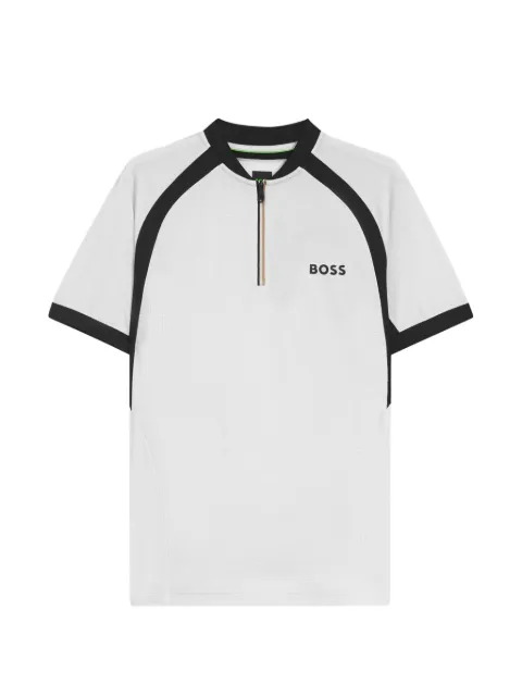 BOSS half-zip panelled polo shirt