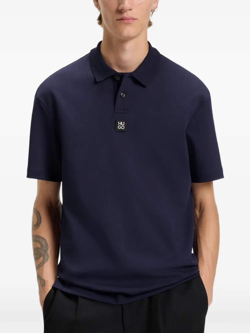 HUGO Poloshirt met logoplakkaat Blauw