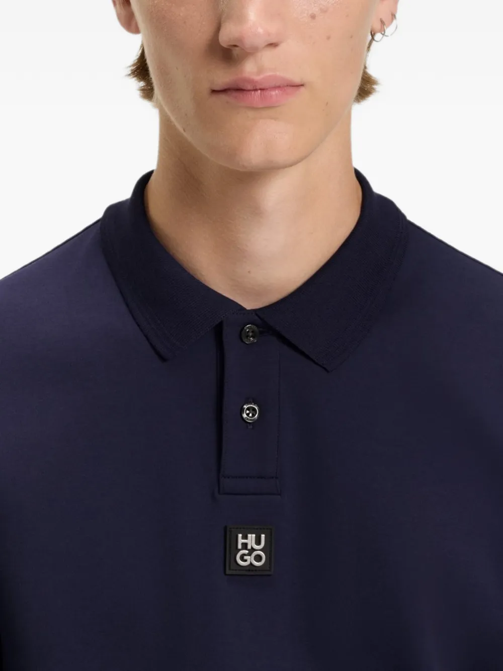 HUGO Poloshirt met logoplakkaat Blauw