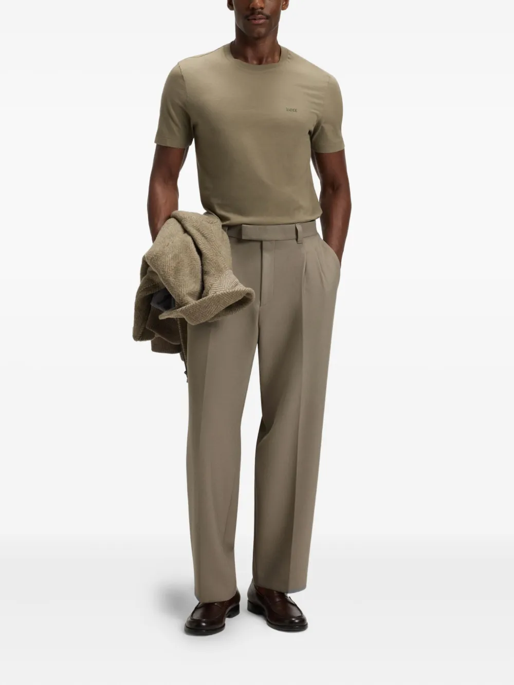BOSS Geplooide broek - Beige