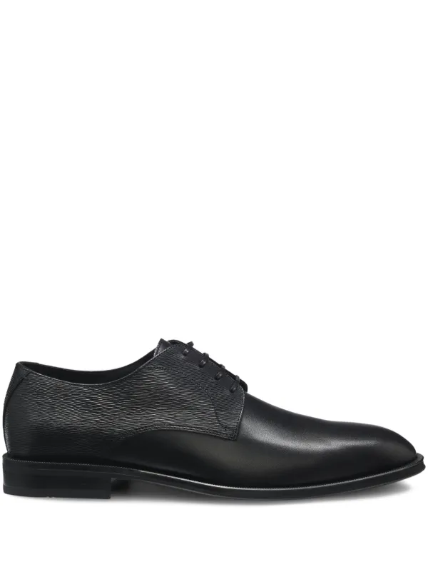 BOSS Textured Leather Derby Shoes | Black | FARFETCH