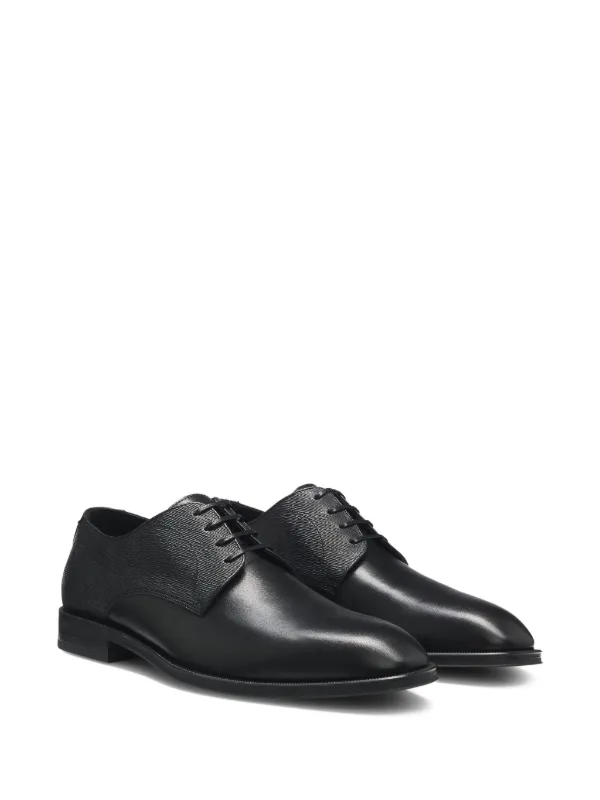 BOSS Textured Leather Derby Shoes | Black | FARFETCH display picture 1