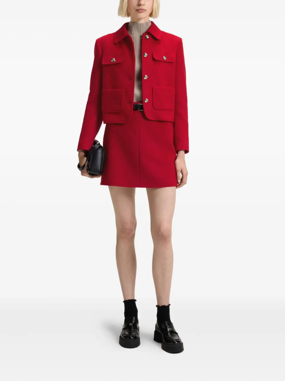 Hugo Boss Flap-pockets Buttoned Jacket In Red