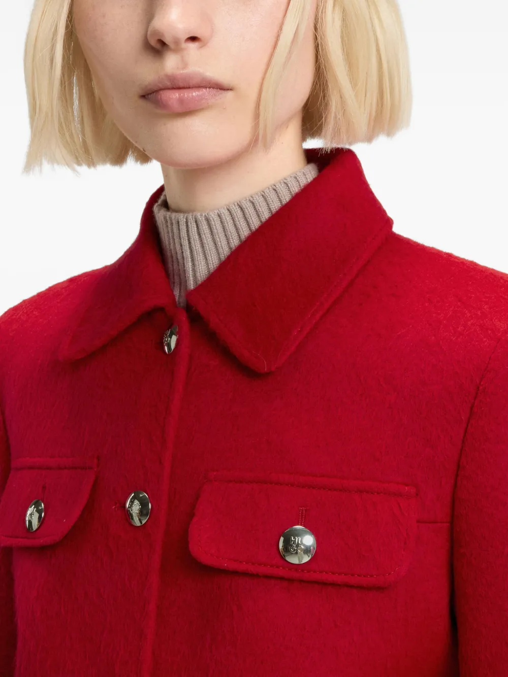 Hugo Boss Flap-pockets Buttoned Jacket In Red