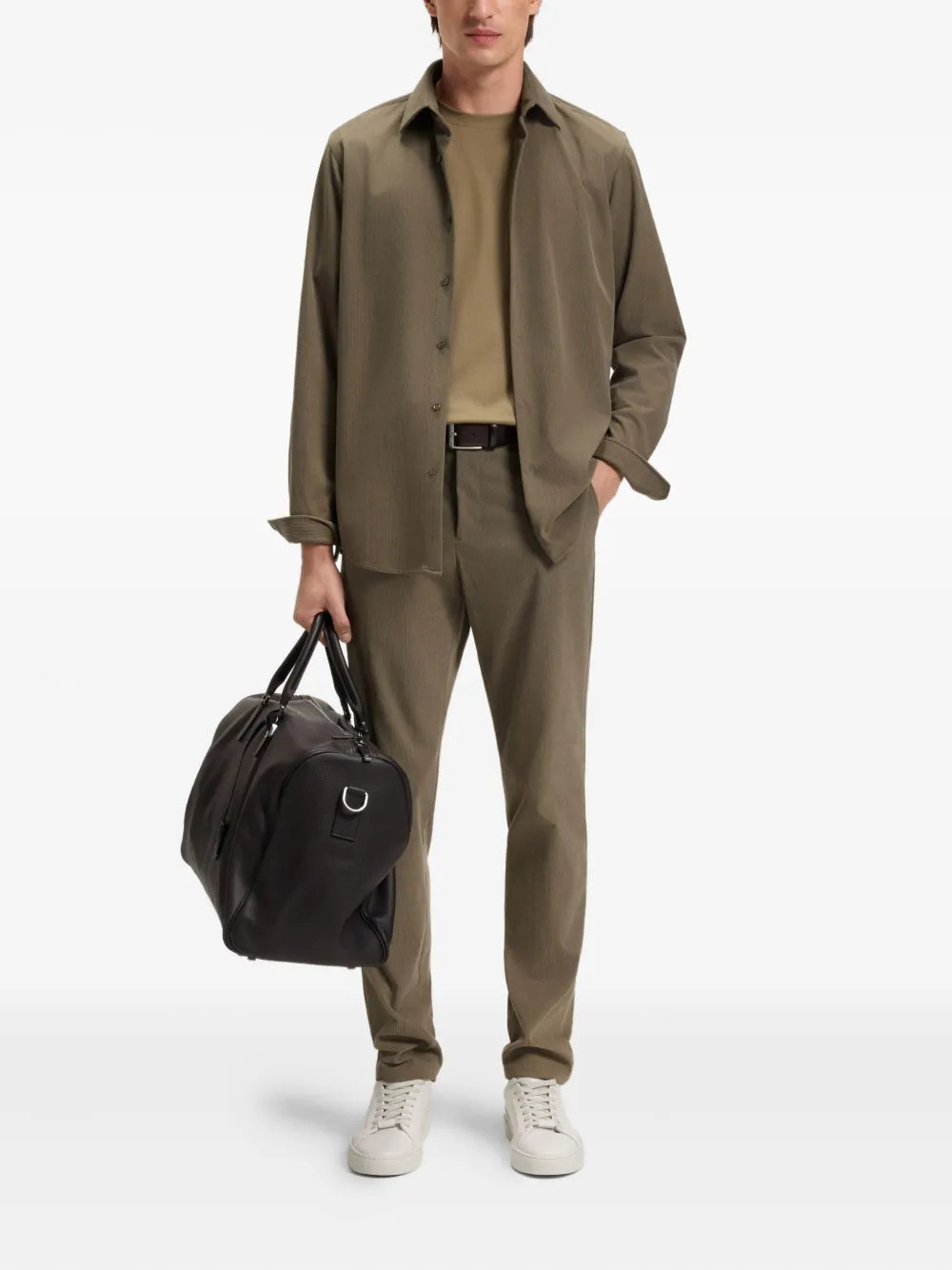 BOSS Geribbelde overhemd - Bruin