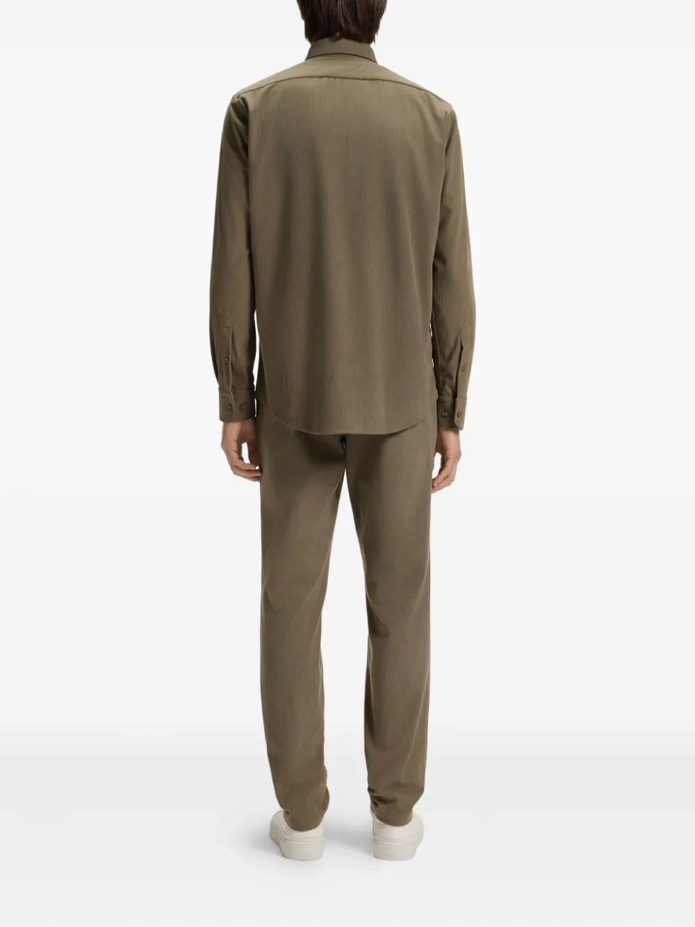 BOSS Geribbelde overhemd Bruin