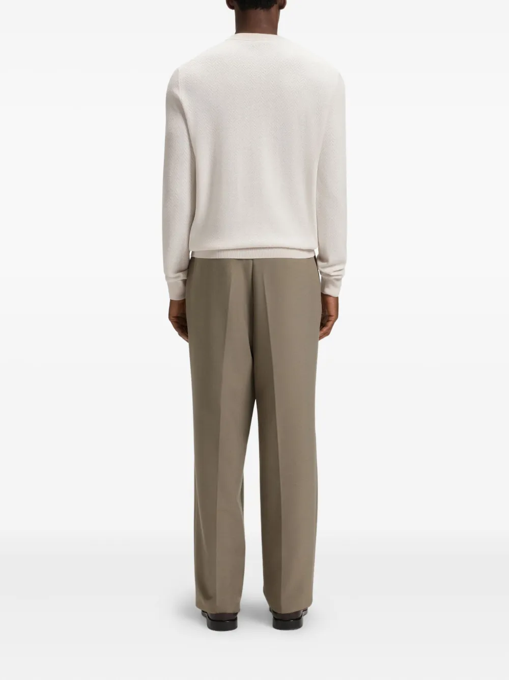 BOSS Trui met visgraatpatroon Beige