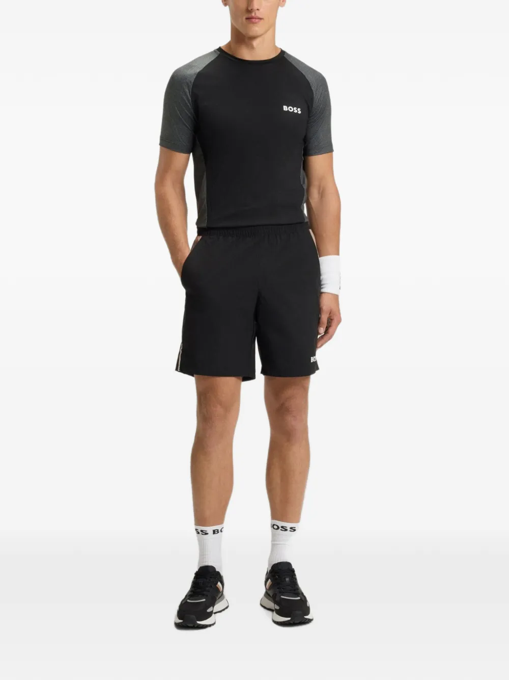 BOSS T-shirt met raglan mouwen en vlakken Zwart