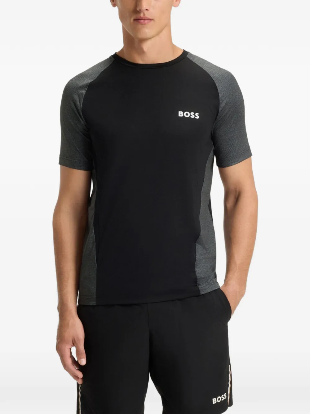 BOSS T-shirt met raglan mouwen en vlakken Zwart
