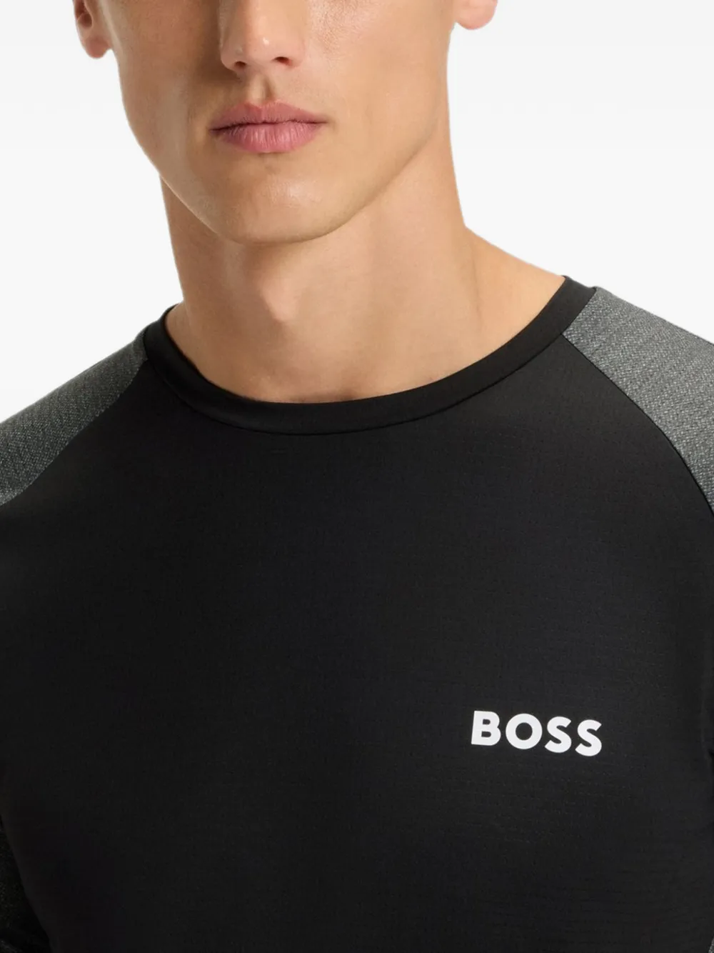 BOSS T-shirt met raglan mouwen en vlakken Zwart