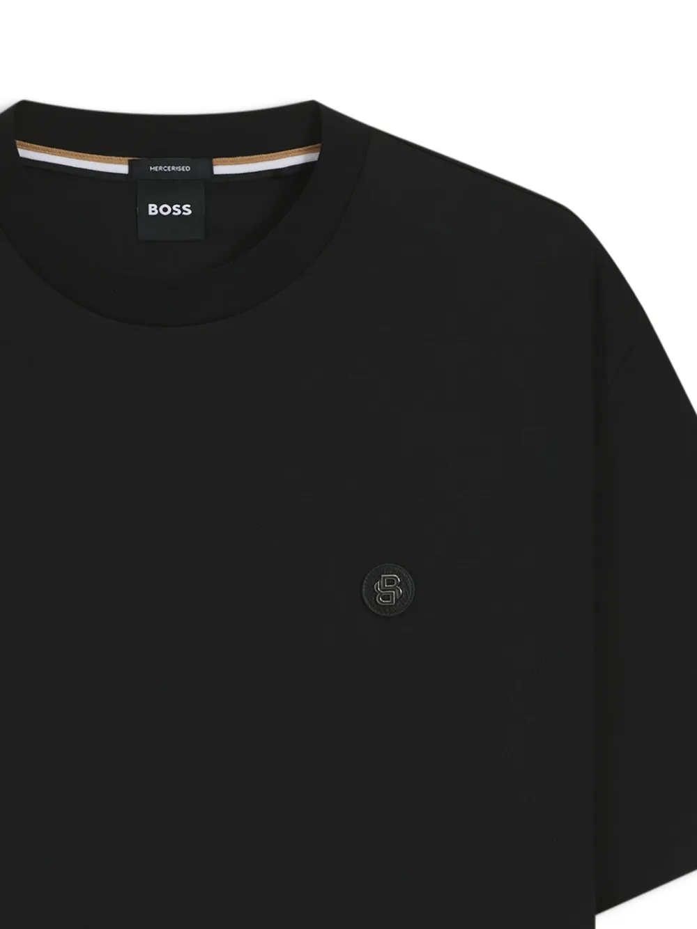 BOSS T-shirt met logoplakkaat - Zwart
