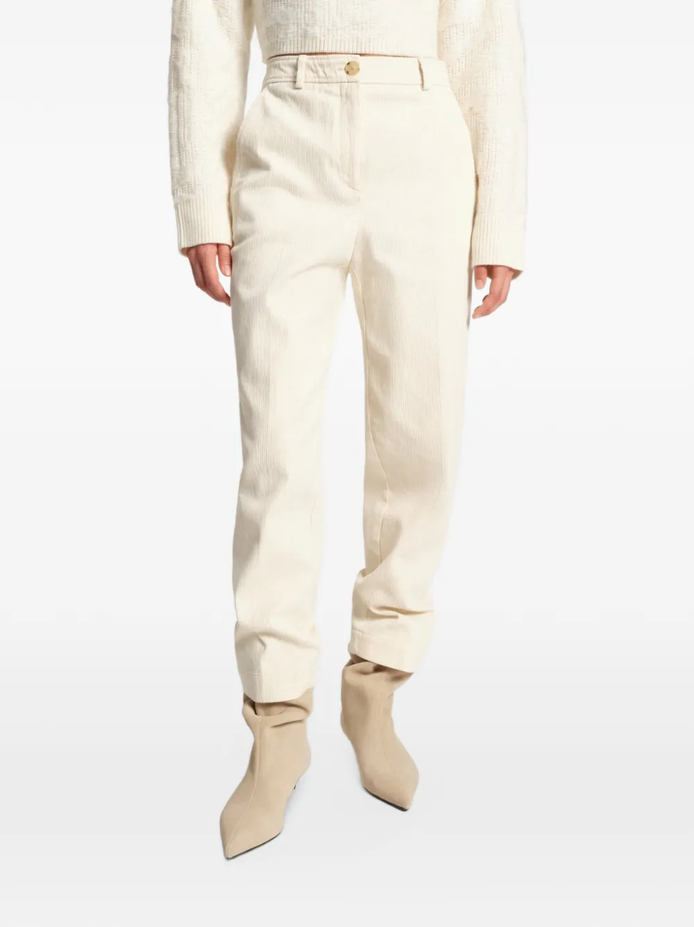 BOSS Geribbelde broek Beige
