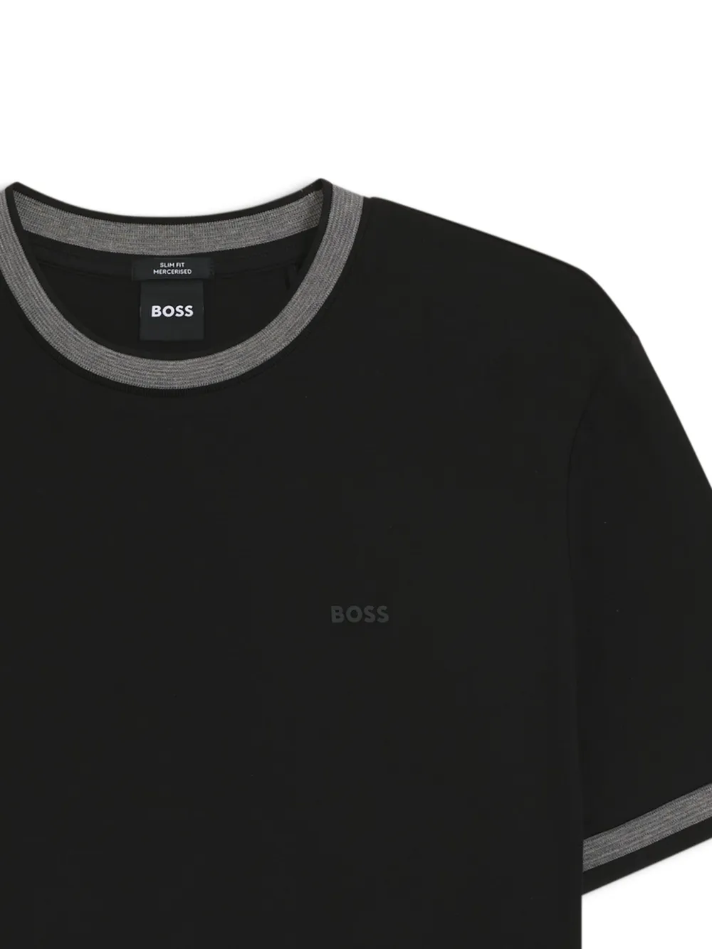 BOSS Katoenen T-shirt met contrasterende kraag - Zwart