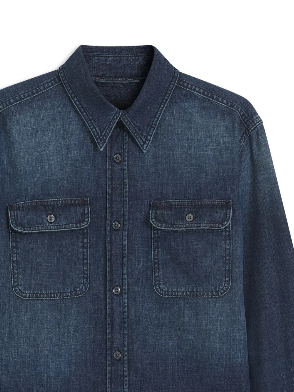 BOSS Denim overhemd met dubbele zak - Blauw