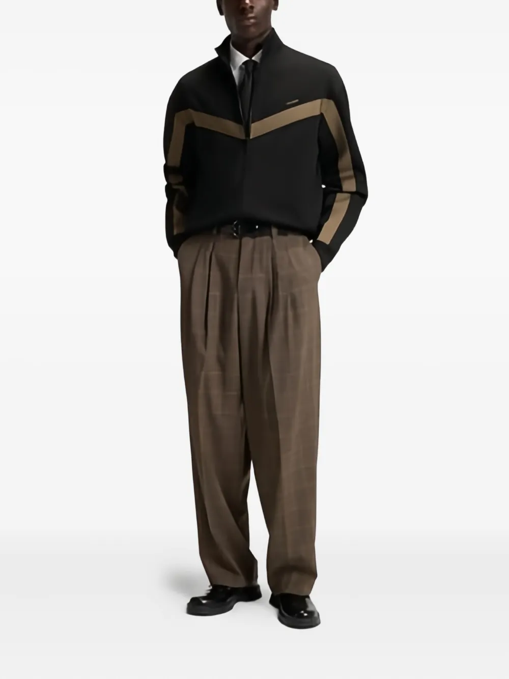 HUGO Trui met vlakken en rits - Zwart