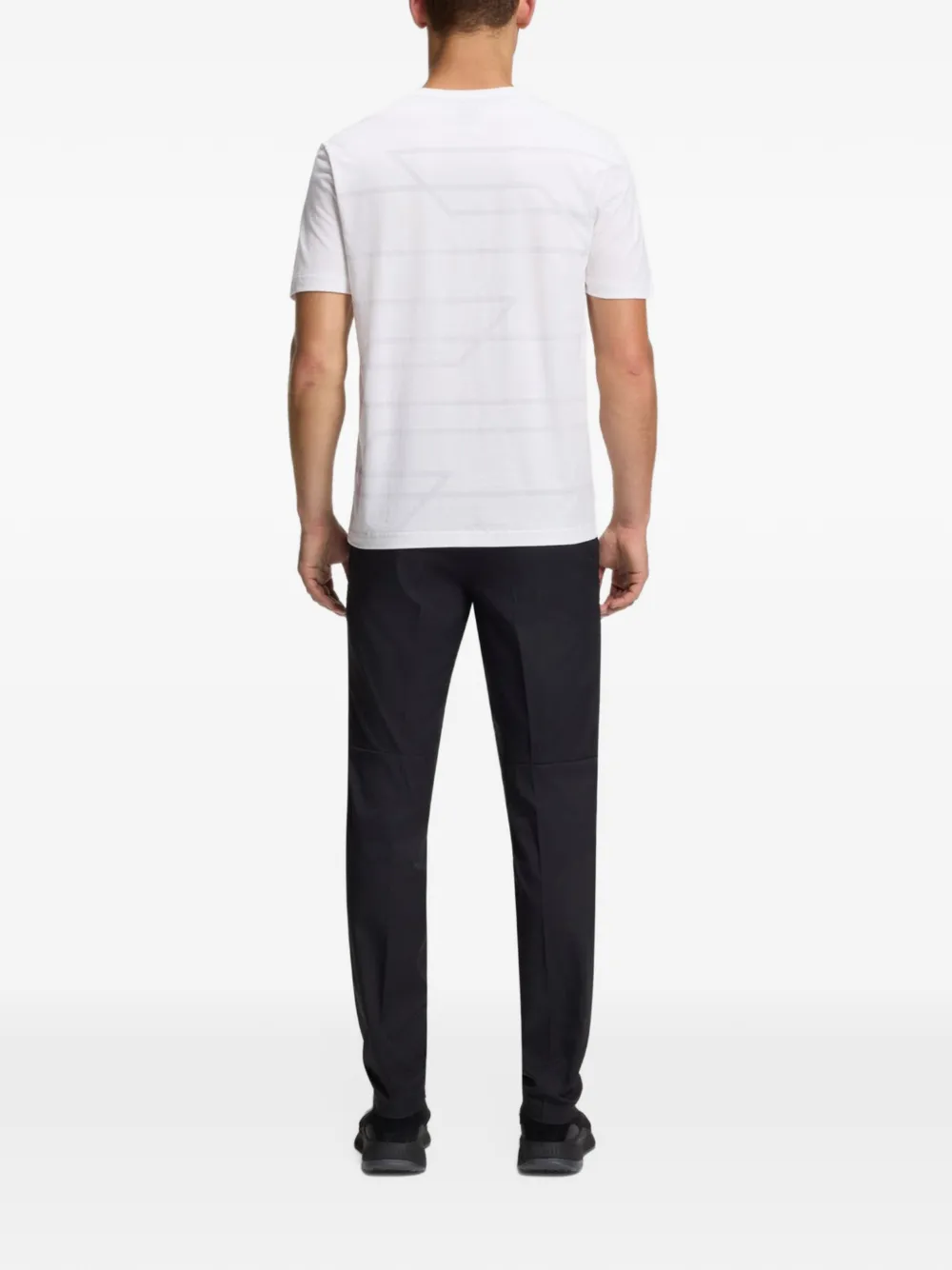 BOSS T-shirt met geometrische print en logodetail Wit