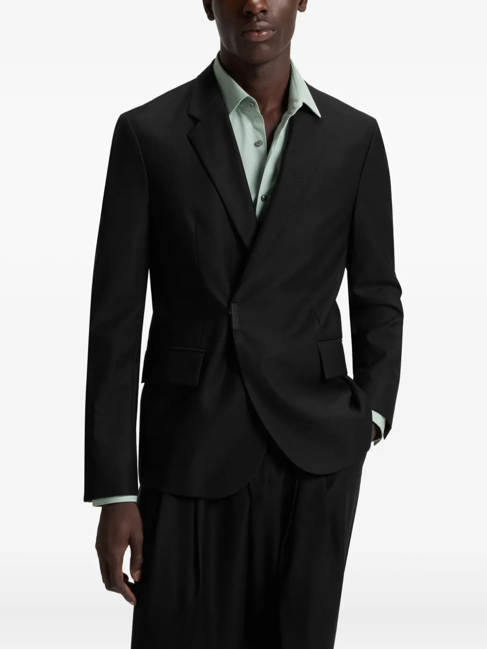 HUGO Blazer van wolblend met gekruiste bandjes Zwart