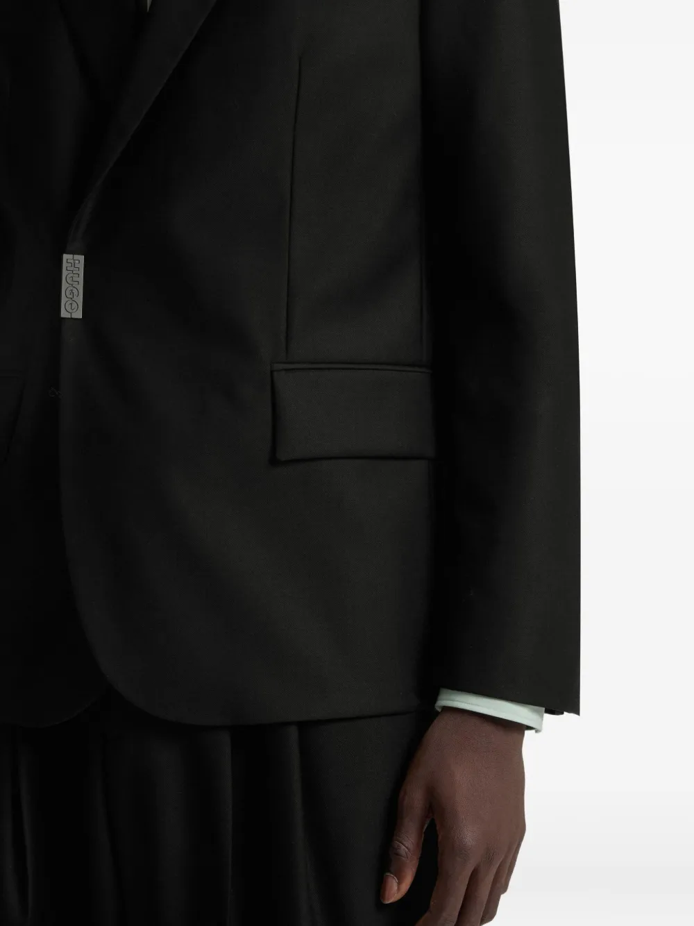 HUGO Blazer van wolblend met gekruiste bandjes Zwart