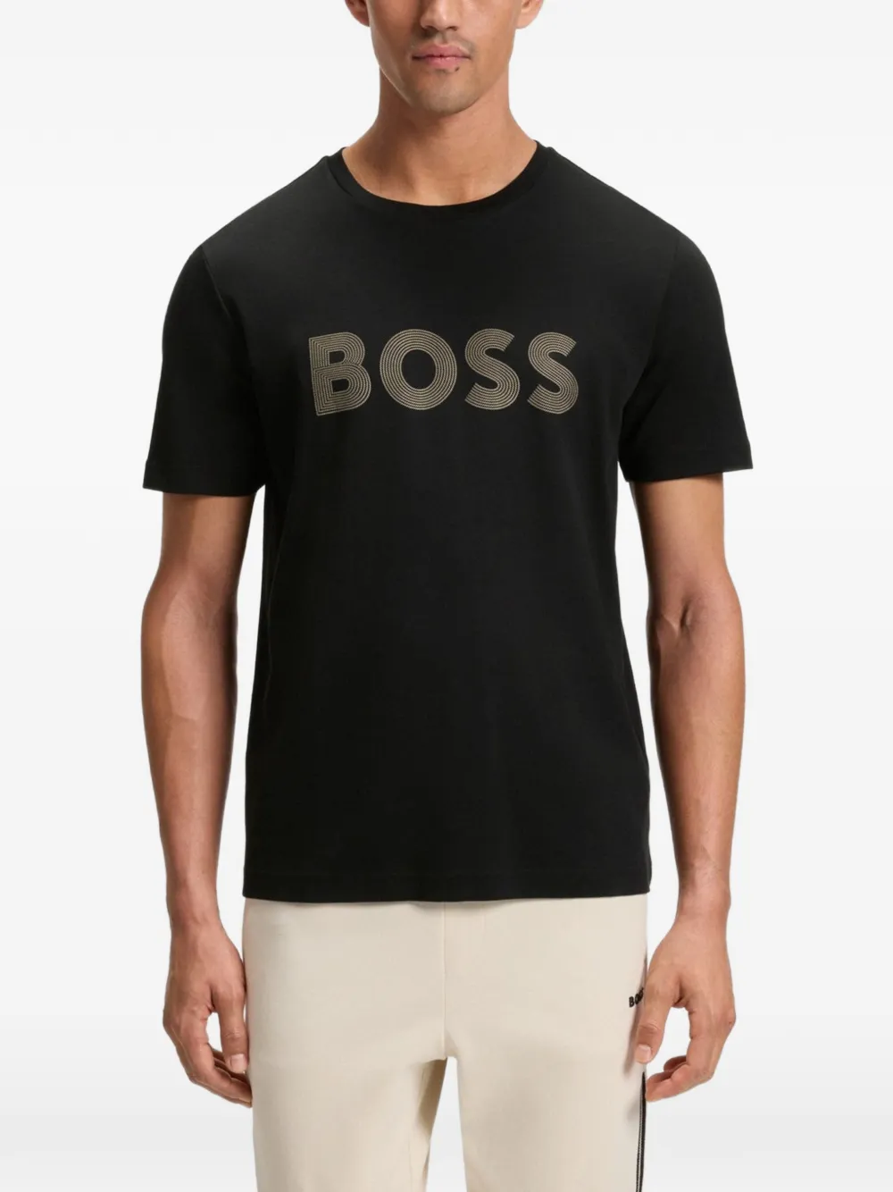 BOSS T-shirt met logodetail Zwart