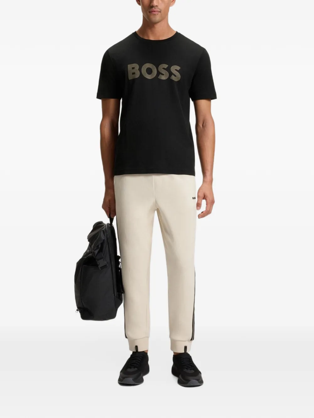 BOSS T-shirt met logodetail Zwart