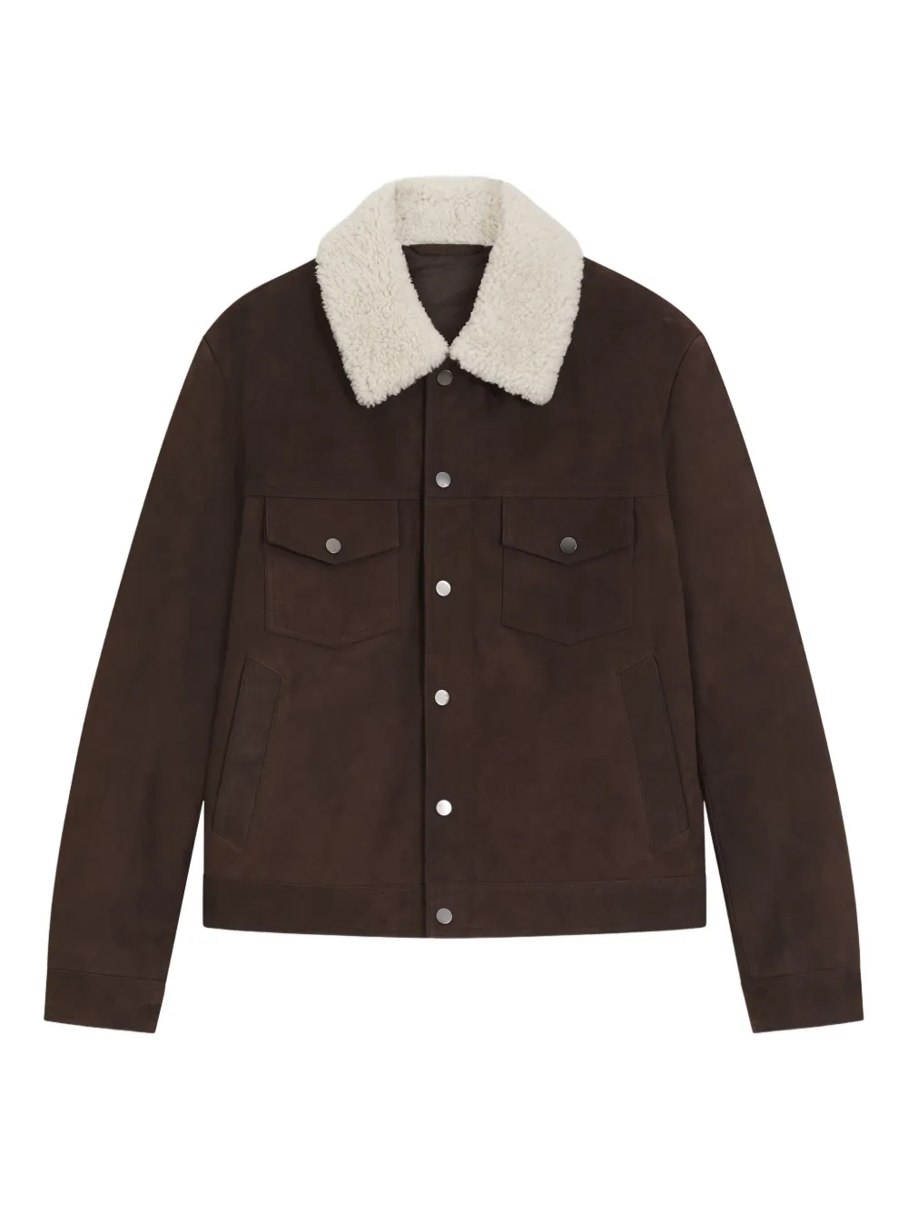 BOSS veste en cuir à col bordé | marron | Image 1