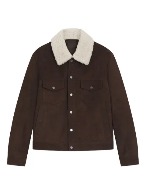 BOSS trimmed-collar leather jacket