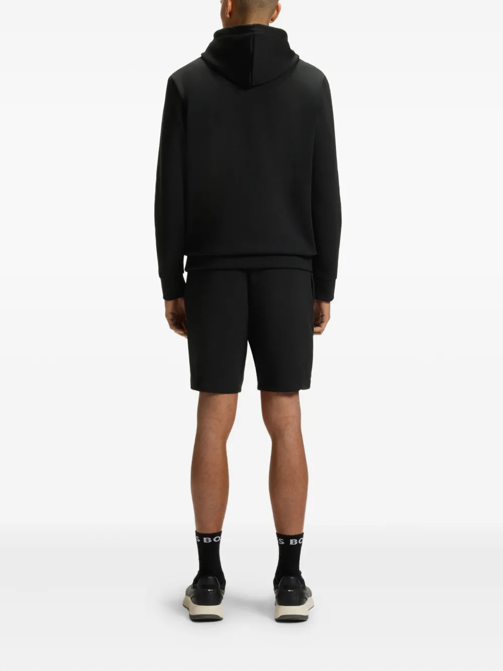 BOSS Hoodie met logo-reliëf Zwart