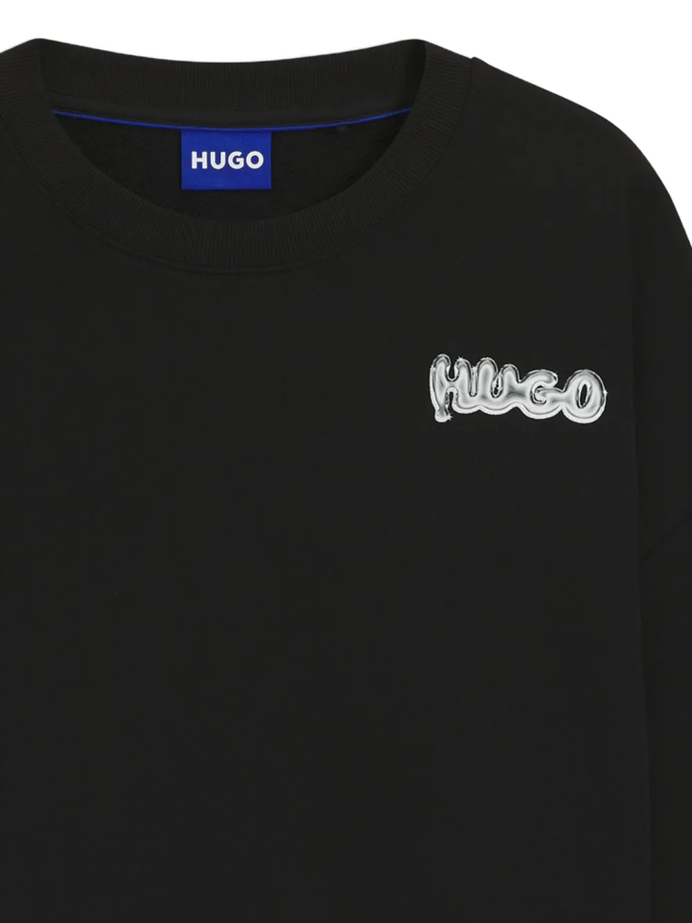 HUGO Katoenen sweater met logoprint - Zwart