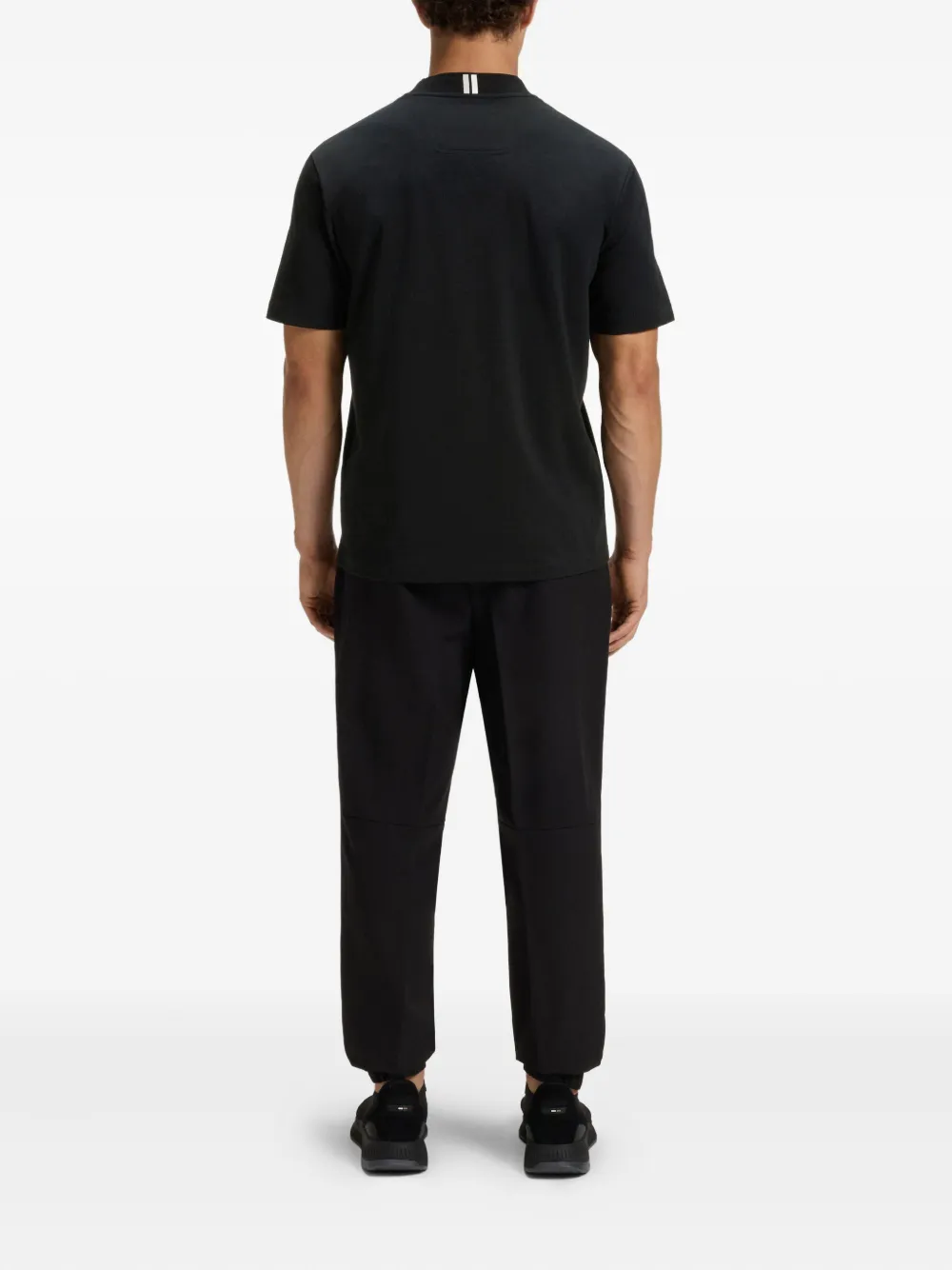 BOSS Katoenen T-shirt met hoge hals Zwart