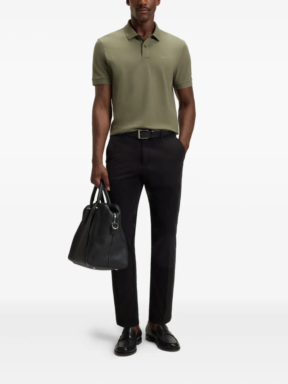 BOSS Katoenen poloshirt met geborduurd logo - Groen